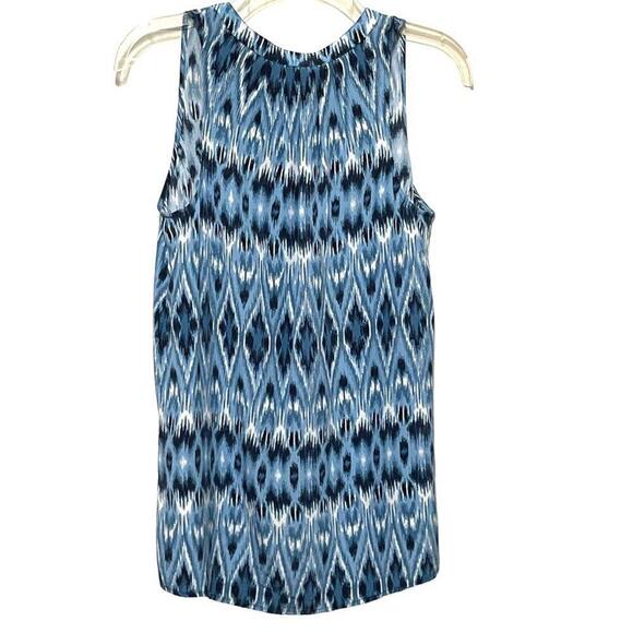NWOT Joie Aruna Ikat Blue Sleeveless Silk Tank Top Blouse Shell Office Layer XXS - Picture 4 of 6